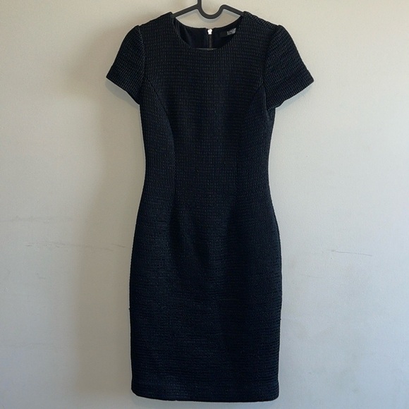 Vintage Badgely Mischka Textured Waffle Knit Little Black Cocktail Dress - Picture 4 of 16